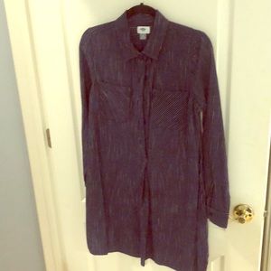 Classic navy shirtdress can be worn several ways!